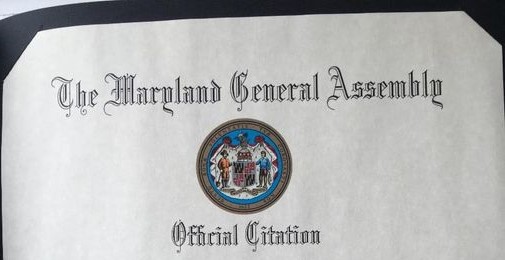 Maryland General Assembly Awards Laurie And The Network An Official Citation